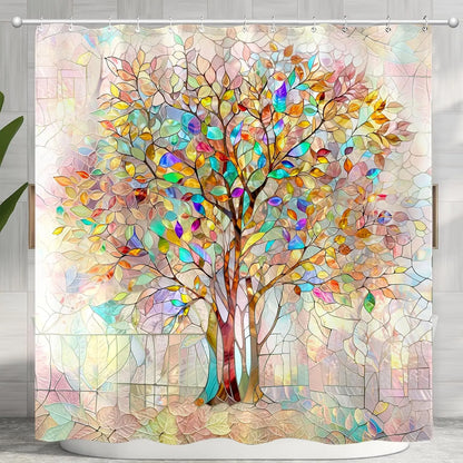 Colorful tree flower shower curtain fabric bathroom decoration with 12 hooks 180x 180cm bathtub shower curtain