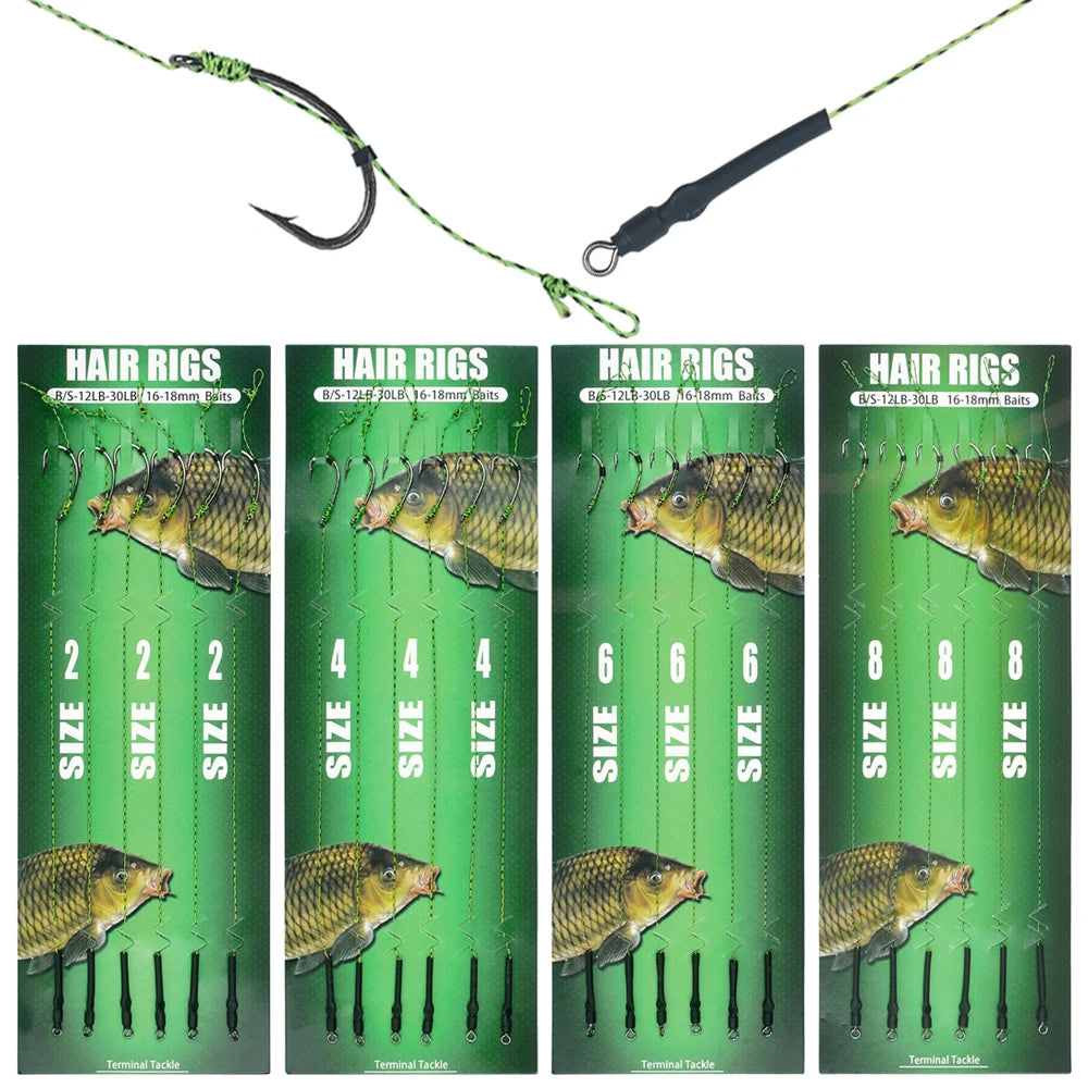 24/48Pcs Ready Made Carp Rigs Barbed Fishing Hook Link with Braided Line Tied Rigs Feeder Leader Carp Fishing Tackle
