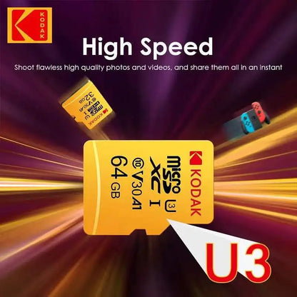 Kodak Micro SD Card Mini SD Class 10 32GB-256GB capacity, suitable for smartphones, dash recorders, drones, gimbals