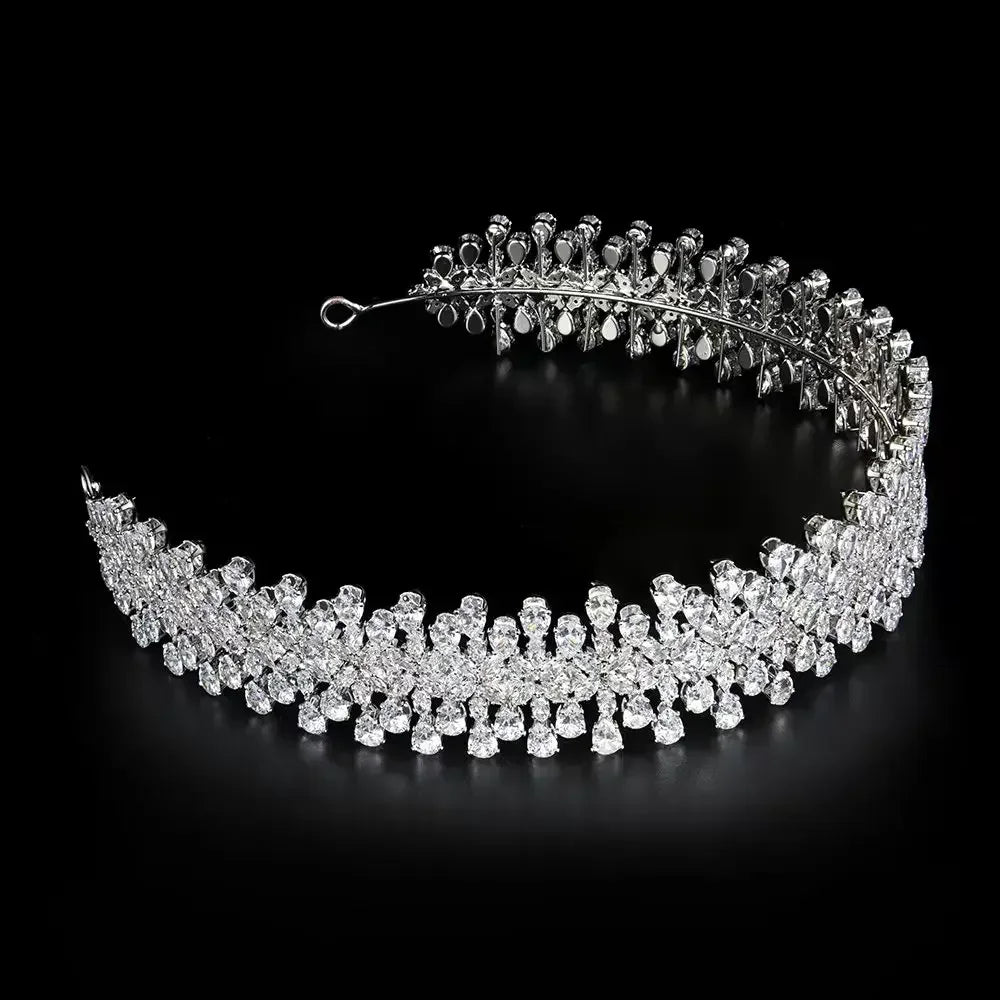Luxury Bridal Headband Wedding Hair Accessories Cubic Zirconia Bride Headdress Tiaras Crowns For Women Diadem Jewelry Headwear