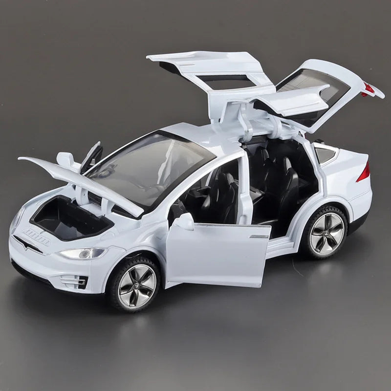 1:32 Model 3 Model X Alloy Diecast Metal Model Car Sound & Light Mini GT Miniature Collections Decorative Ornaments Gifts Friend