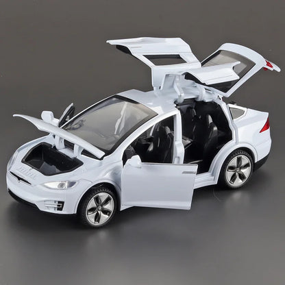 1:32 Model 3 Model X Alloy Diecast Metal Model Car Sound & Light Mini GT Miniature Collections Decorative Ornaments Gifts Friend