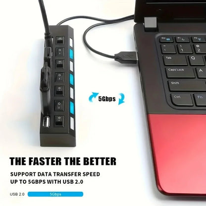 USB 3.0 Hub 4 Port 7 Port High Speed Data Transfer Expander with Led Switch Lamp Power Adapter For PC Laptop Flash Drive U Disk