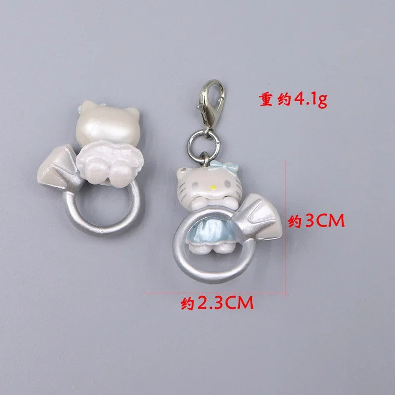 Kawaii Hello Kitty Toy Cute Anime Cat Keychain Backpack Phone Case Decoration Cartoon Festival Gift Women Accessories Wholesale