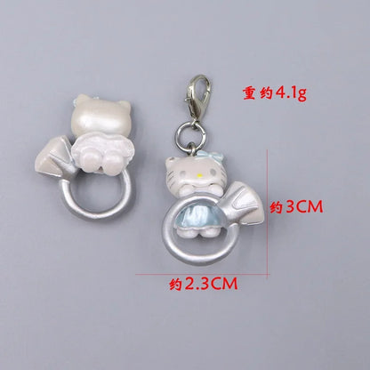 Kawaii Hello Kitty Toy Cute Anime Cat Keychain Backpack Phone Case Decoration Cartoon Festival Gift Women Accessories Wholesale