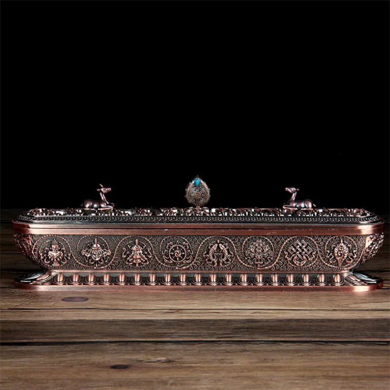 Antique Handmade Copper Tibet Incense Burner Incense Stick Holder Zen Buddhist Teahouse Home Office Decoration Crafts Ornaments