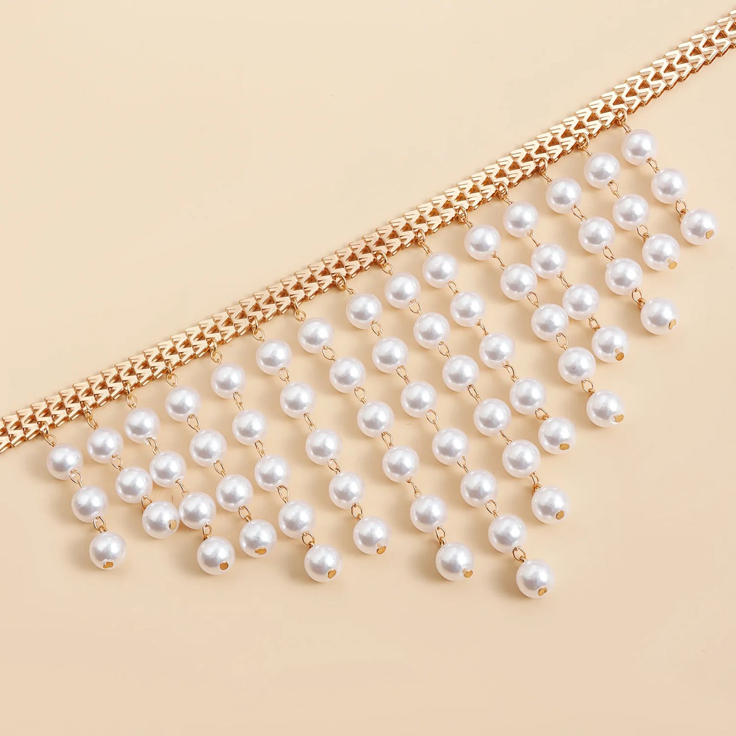 Multi Layer Long Pearl Tassel Necklace with Trendy Elegant Innovative Design Exaggerated Collarbone Chain Women's Party Jewelry