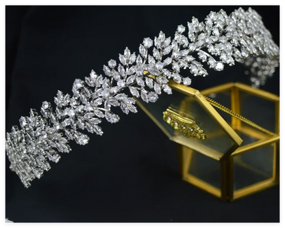 Luxury Bridal Headband Wedding Hair Accessories Cubic Zirconia Bride Headdress Tiaras Crowns For Women Diadem Jewelry Headwear