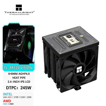 Thermalright Burst Assassin 120 VISION 6x6mm AGHP 4.0 Heatpipe Tower Air Cooler 2.4-inch IPS LCD for INTEL LGA1851 1700 AMD AM5