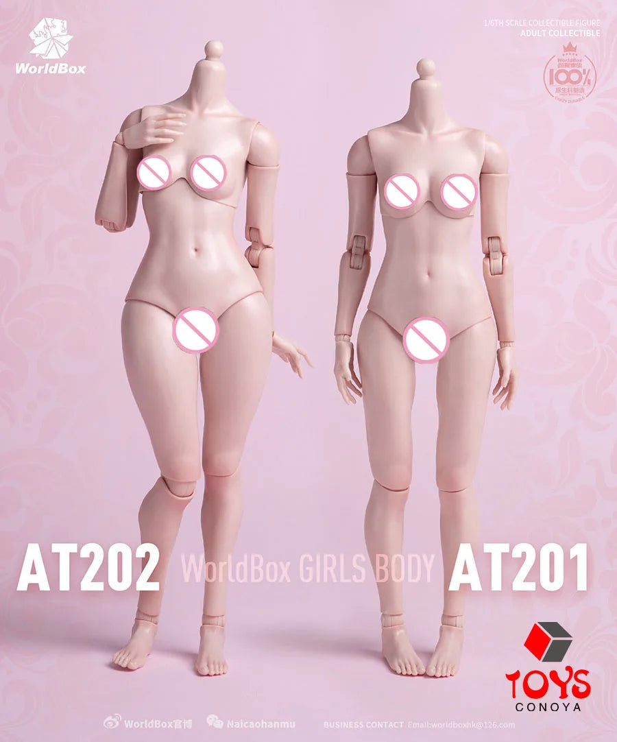 AT201 AT202 AT203 1/6 Girls Joint Flexible Body Normal Fat Leg 12 Inch Female Soldier White Suntan Skin Action Figure Body