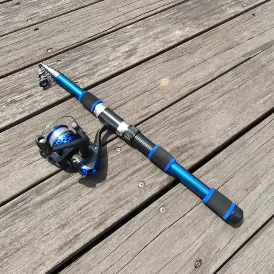 SantaKing Telescopic Fishing Rod and Reel Kit 1.8M 2.1M Telescopic Rod with 5.2:1 3BB Fishing Reel Max Drag 5kg Fishing Combo