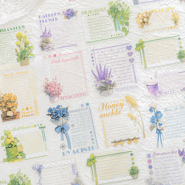 20 pcs/pack INS English Text Flowers Material Collage PET Sticker Creative DIY Collage Decor Junk Journal Aesthetics Stationery