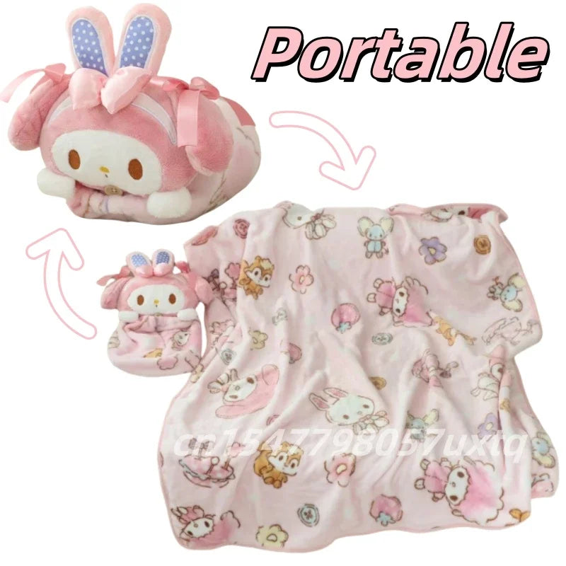 Sanrio Portable My Melody Blanket Kawaii Japanese Style Single Size Travel Blanket Comfortable Office Nap Blanket Girl Xmas Gift