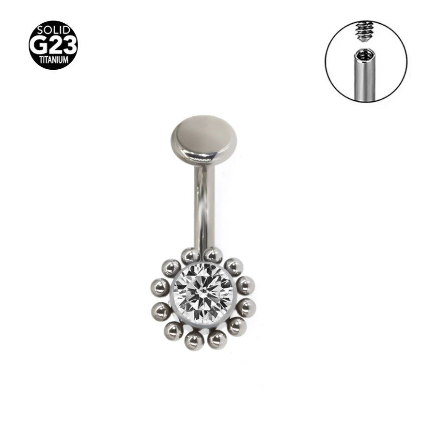 1Pc 14Gx10x4/6mm Navel Curve Barbells Belly Rings Body Jewelry-F136 Titanium CZ Smart Navel Belly Button Body Piercing 
