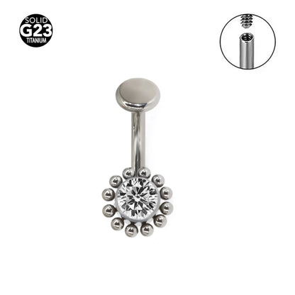 1Pc 14Gx10x4/6mm Navel Curve Barbells Belly Rings Body Jewelry-F136 Titanium CZ Smart Navel Belly Button Body Piercing 