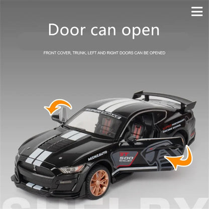1:32 Ford Mustang Shelby GT500 Alloy Sports Car Model Diecast Metal Car Model Simulation Sound and Light Collection Kid Toy Gift