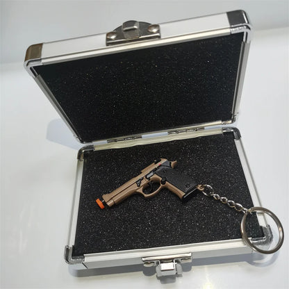 Alloy 1:4 92F Pistol Portable Toy Gun Model Detachable Keychain Fidget Toy for Boy Collection Adults Christmas Xmas Gift