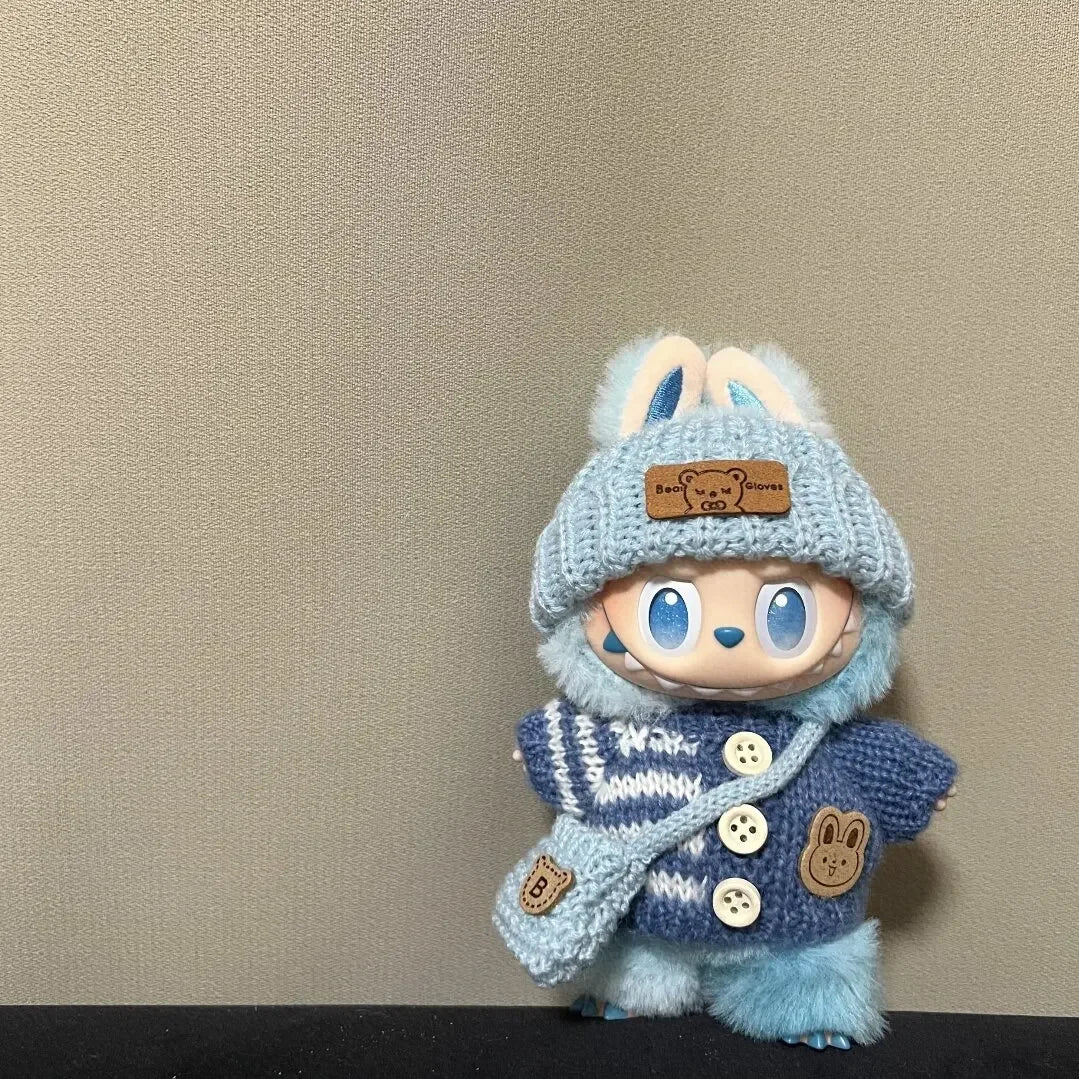Labubu 3.0 Big into Energy Series Clothes  Labubu Bear Sweater Flanged hat Set Combining fashion & cuteness Labubu Ropa[no doll]