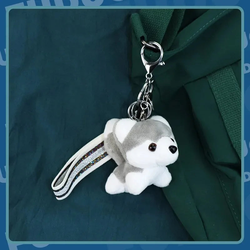 10CM Kawaii Puppy Stuffed Plush Toys Cute Simulation Husky Dog Mini Teddy Dog Plush Husky Dolls Bag Pendant Keychain Kids Gifts