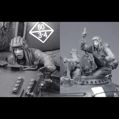 Miniature Toy 1/35 Resin Soldier Model Kit History Mini Soviet Tank Soldier Two GK Statue Unassembled and Unpainted DIY Diorama