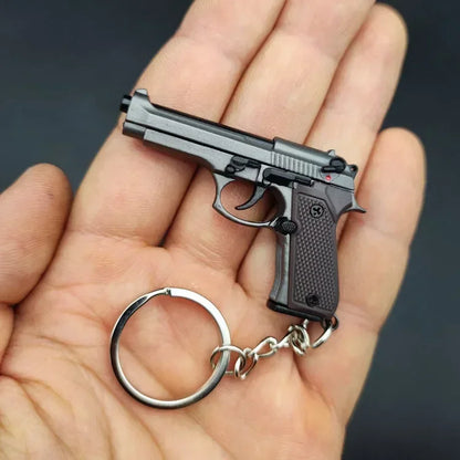Alloy 1:4 92F Pistol Portable Toy Gun Model Detachable Keychain Fidget Toy for Boy Collection Adults Christmas Xmas Gift
