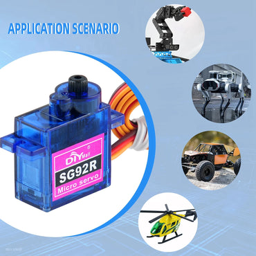 SG92R Micro Servo Motor 4.8-6V 360/270/180 Degree Continuous Rotation Controllable Angle for Robot RC Drone Aircraft Model 9g