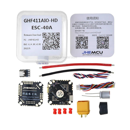 JHEMCU GHF411AIO-HD OSD Flight Controller BLheli_S 40A 3-6S 4in1 Brushless ESC for Toothpick RC FPV Racing Drone