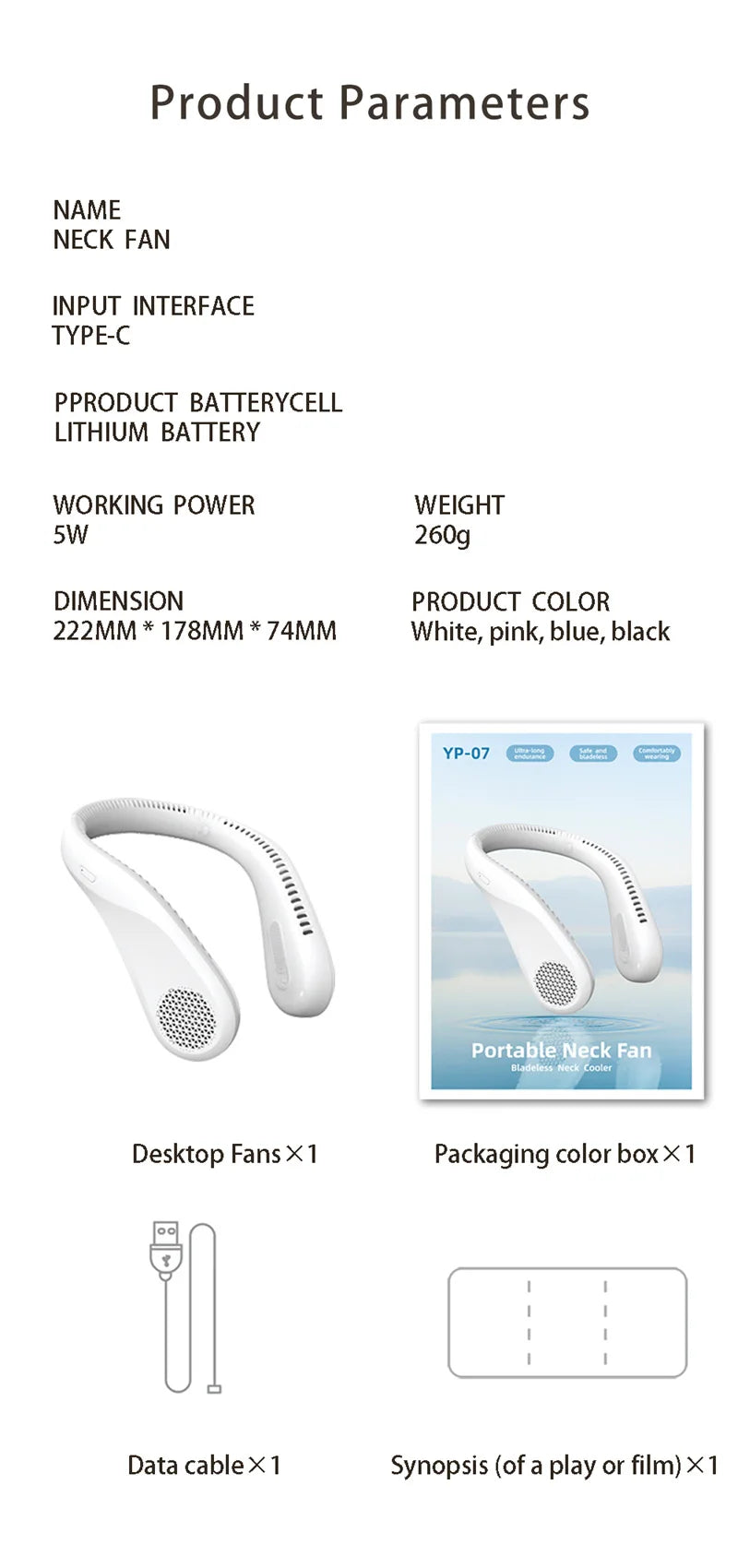 Xiaomi Bladeless Neck Fan Hands-Free USB Rechargeable Portable Cooler Silent Safe Outdoor Travel Sports 3 Speeds for Kids Adults