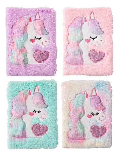 1PC A5 Unicorn Plush Notebook Macaron Girl Heart Diary Student Cartoon Handbook Adhesive Edition