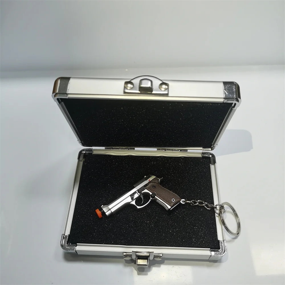Alloy 1:4 92F Pistol Portable Toy Gun Model Detachable Keychain Fidget Toy for Boy Collection Adults Christmas Xmas Gift