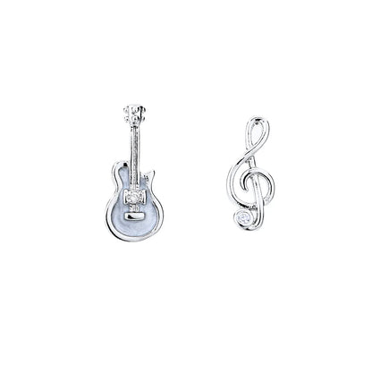 Fashion Simple Asymmetric Guitar Note Stud Earrings for Women Girls Creative Cute Ear Piercing Jewelry Music Lovers Gifts