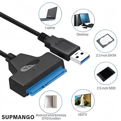 USB 3.0 to SATA III Adapter Cable - 6Gbps 2.5" HDD/SSD Converter with 22-Pin Connector for Laptop/PC (Plug & Play)