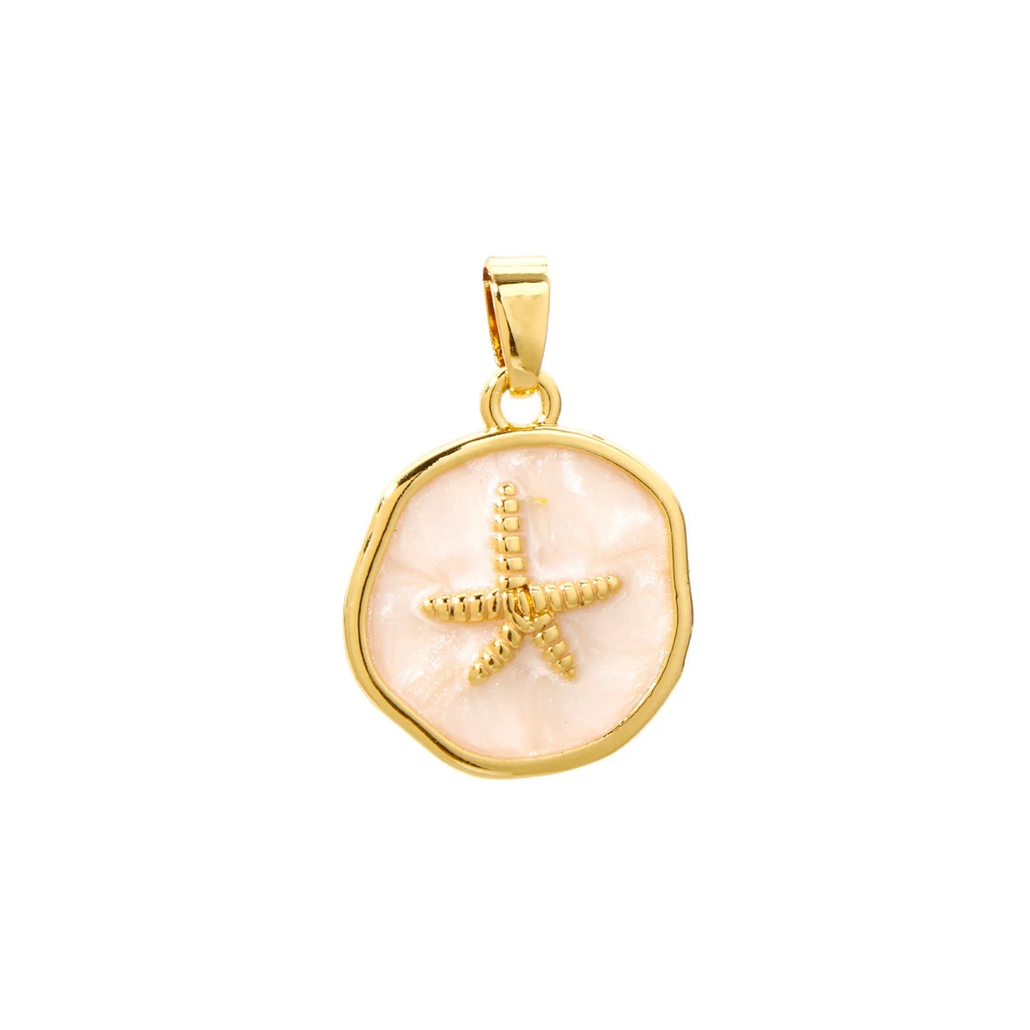2 PCs Brass Ocean Series Charm Pendant 18K Gold Plated Irregular Enamel Shell Starfish Dolphin For Necklace Making 22mm x 15mm