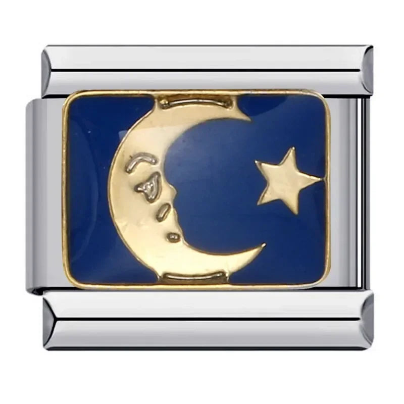 Fashion Original Lovers Stars Moon Charm Italian Links Fit 9mm Bracelet Stainless Steel Making Jewelry Bt003
