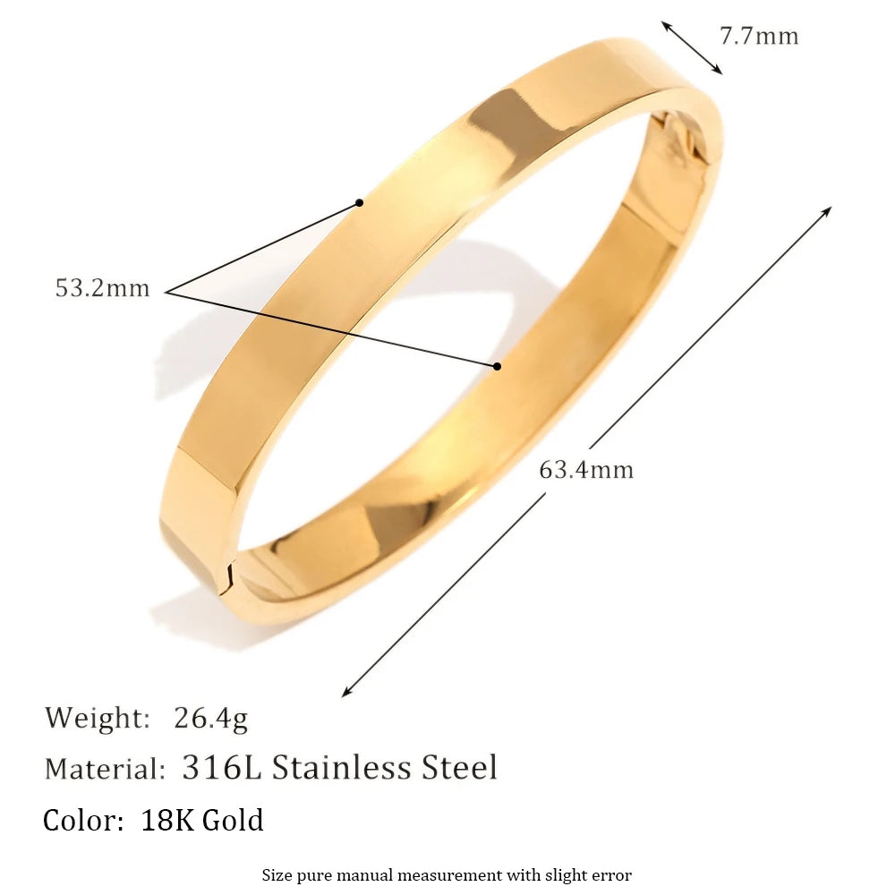 E.B.belle  Minimalist Style Glossy Bracelet Bangle Stacked Jewelry Stainless Steel 18k Gold Plated Hypoallergenic Women Gifts