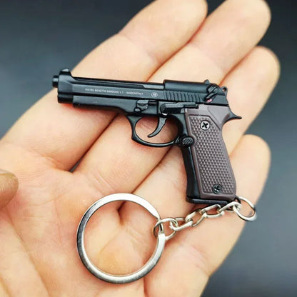 Alloy 1:4 92F Pistol Portable Toy Gun Model Detachable Keychain Fidget Toy for Boy Collection Adults Christmas Xmas Gift
