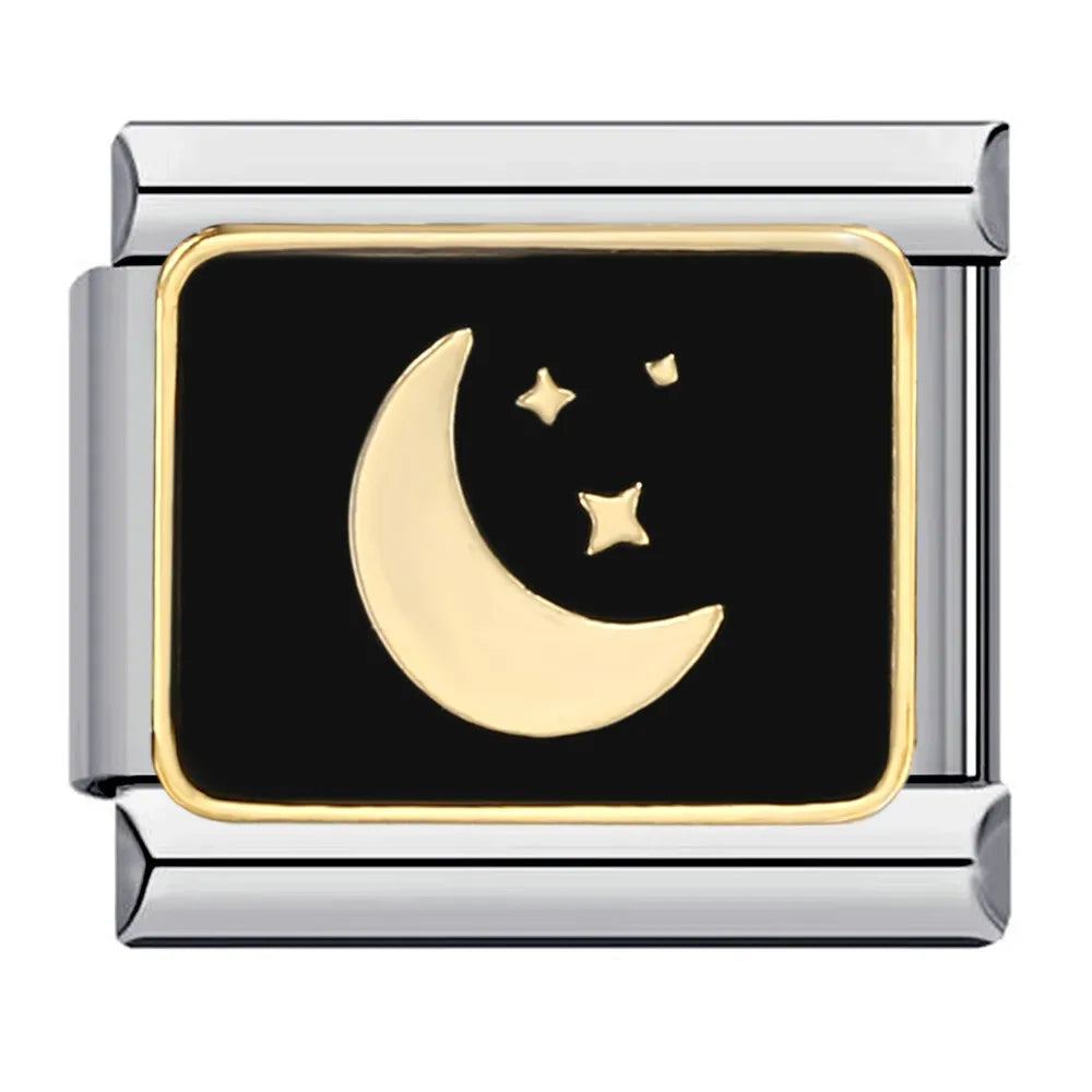 2025 Dark Style Halloween Black Owl Star Moon Bat Ghost Billiards Charm Italian Links Fit 9mm Bracelet DIY Jewelry for Couples
