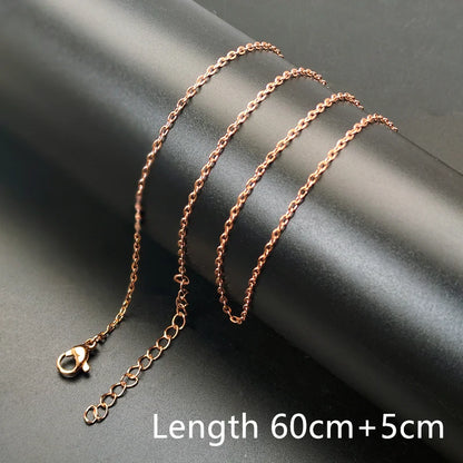 1pc 60+5cm Stainless Steel Necklace Chains 60cm with 5cm Adjustable Chain DIY Jewelry Making Materials