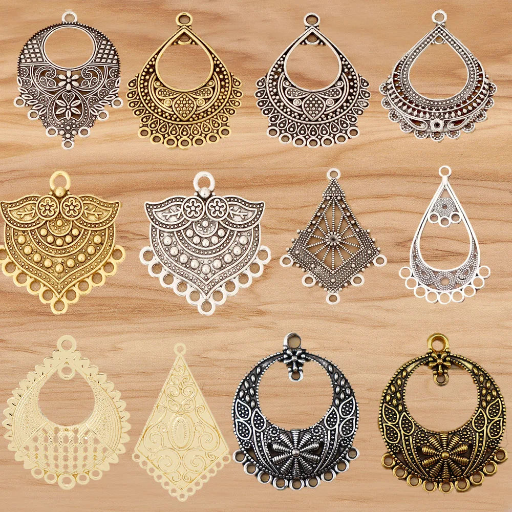 10 Pieces Tibetan Silver Bohemia Boho Water Drop Chandelier Multi Strand Connector Charms Pendants for Earrings Jewellery Making