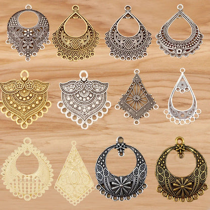 10 Pieces Tibetan Silver Bohemia Boho Water Drop Chandelier Multi Strand Connector Charms Pendants for Earrings Jewellery Making