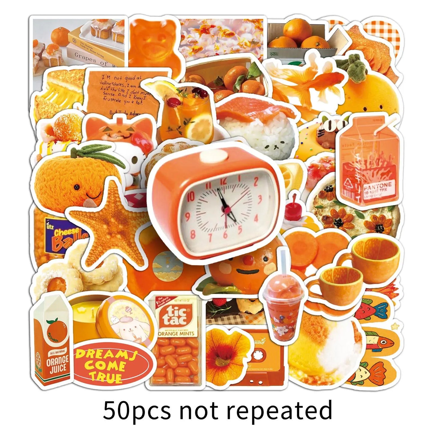 10/30/50PCS Cartoon Orange INS Style Food Sticker DIY Decoration Waterproof Skateboard Notebook Graffiti Toy