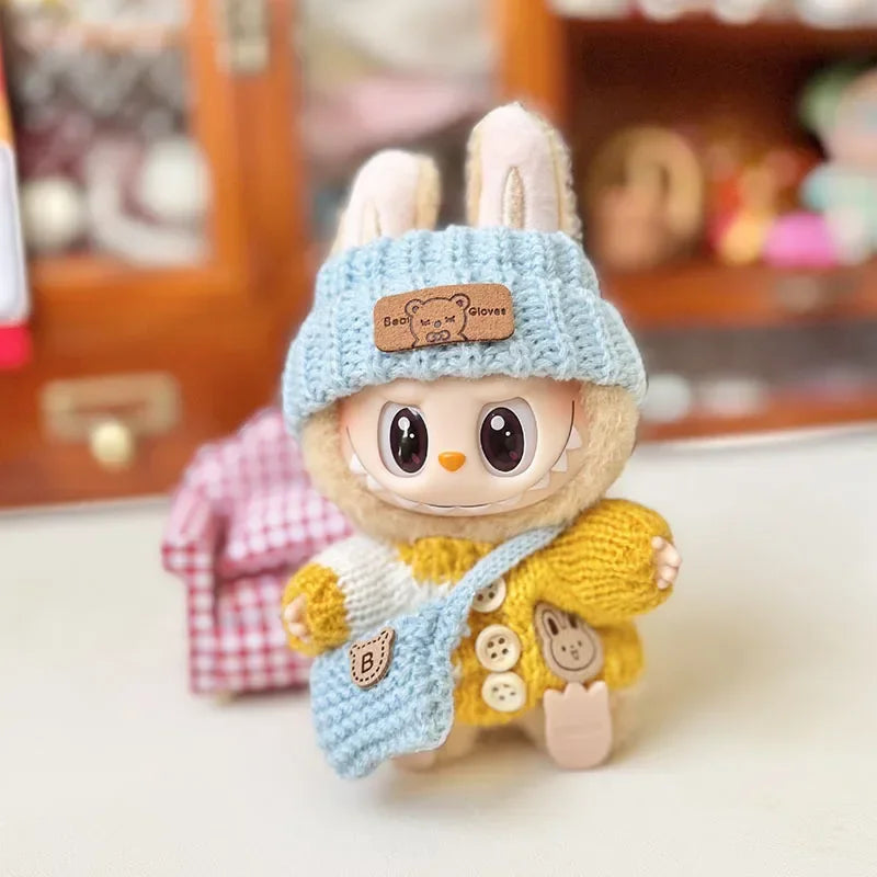Labubu 3.0 Big into Energy Series Clothes  Labubu Bear Sweater Flanged hat Set Combining fashion & cuteness Labubu Ropa[no doll]