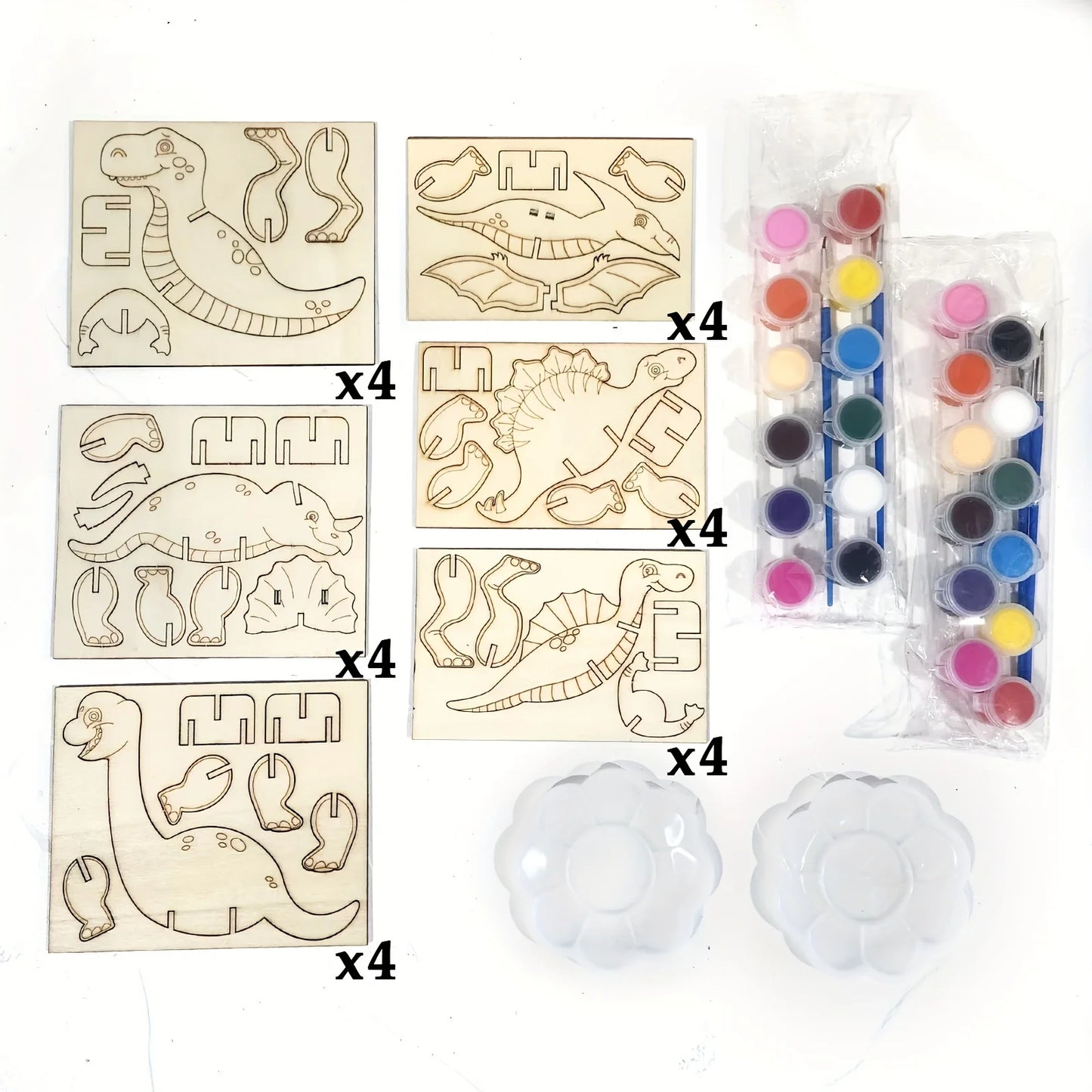 24pcs Dinosaur Wooden Model Dinosaur Set Unfinished Wooden Model Dinosaur to Paint DIY Handicraft  Kits for Home Decor Gift