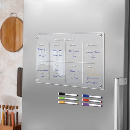 1Pcs 3D Magnetic Transparent Acrylic Week Plan Notes Message Board Erasable Magnetic Refrigerator Sticker Back To School Gift
