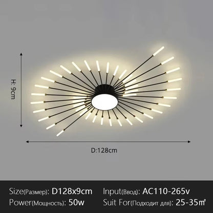 Modern Flower Shape Ceiling Lamp for Living Room Dining Room Flush Mount Metal Acrylic Sputnik Firework Petal Lighting Fixture