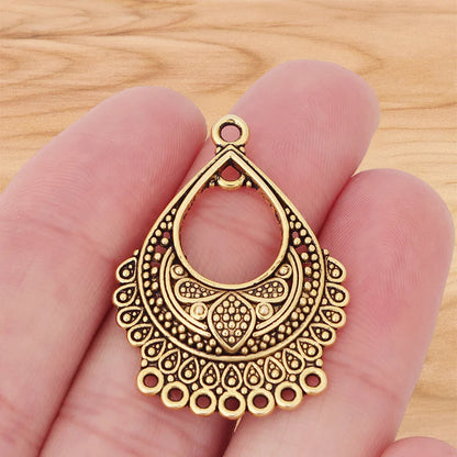 10 Pieces Tibetan Silver Bohemia Boho Water Drop Chandelier Multi Strand Connector Charms Pendants for Earrings Jewellery Making