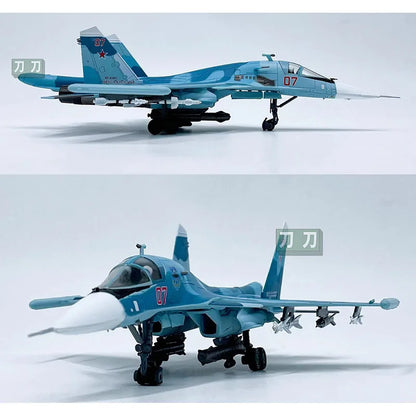 Diecast 1:100 Proportional Russian Su-34 SU34 Simulation Military Fighter Alloy Finished Airplane Model Aviation Plane for Boys