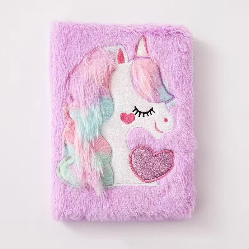 1PC A5 Unicorn Plush Notebook Macaron Girl Heart Diary Student Cartoon Handbook Adhesive Edition