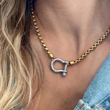 MamacitaSlay Unique Cool 316L Stainless Steel Double Color Necklace Party Waterproof Neck Jewelry For Women's DIY Accessories