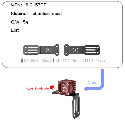 GRC G157MW/Y RC Car 1/8 1/10 Fog Light 17mm Rectangular Spot Light with Lampshade Simulation Off-road Exploration Headlight